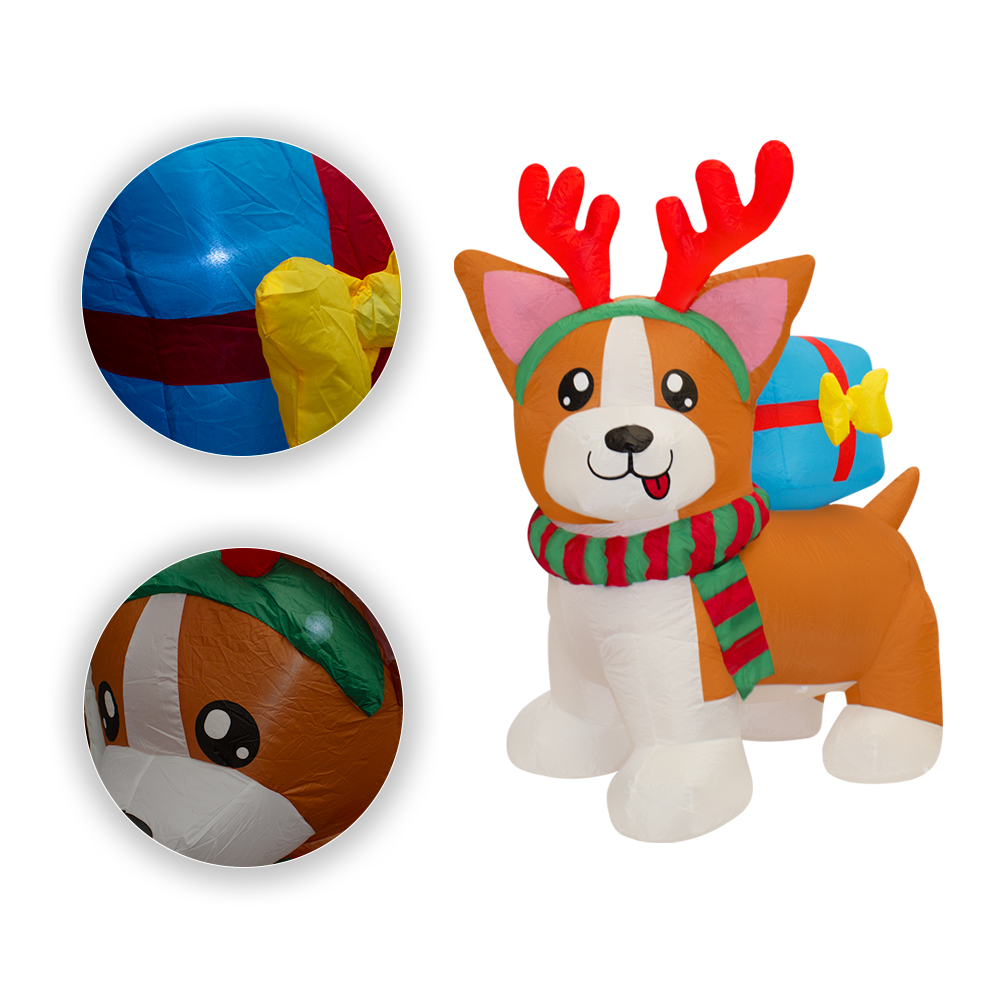 Foto 4 pulgar | Inflable Navideño con Luz Led Perrito con Bufanda y Cuernos 1.50 mts