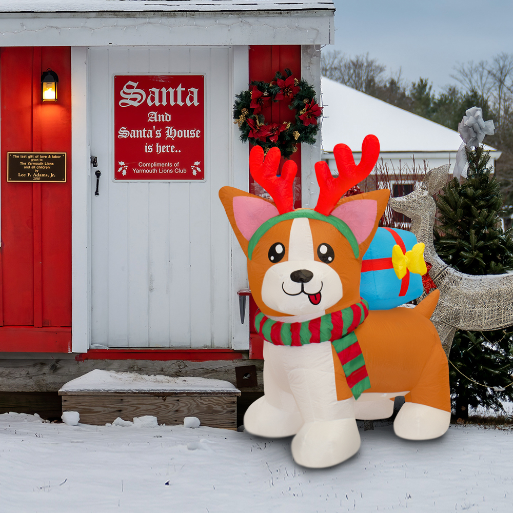 Foto 6 | Inflable Navideño con Luz Led Perrito con Bufanda y Cuernos 1.50 mts