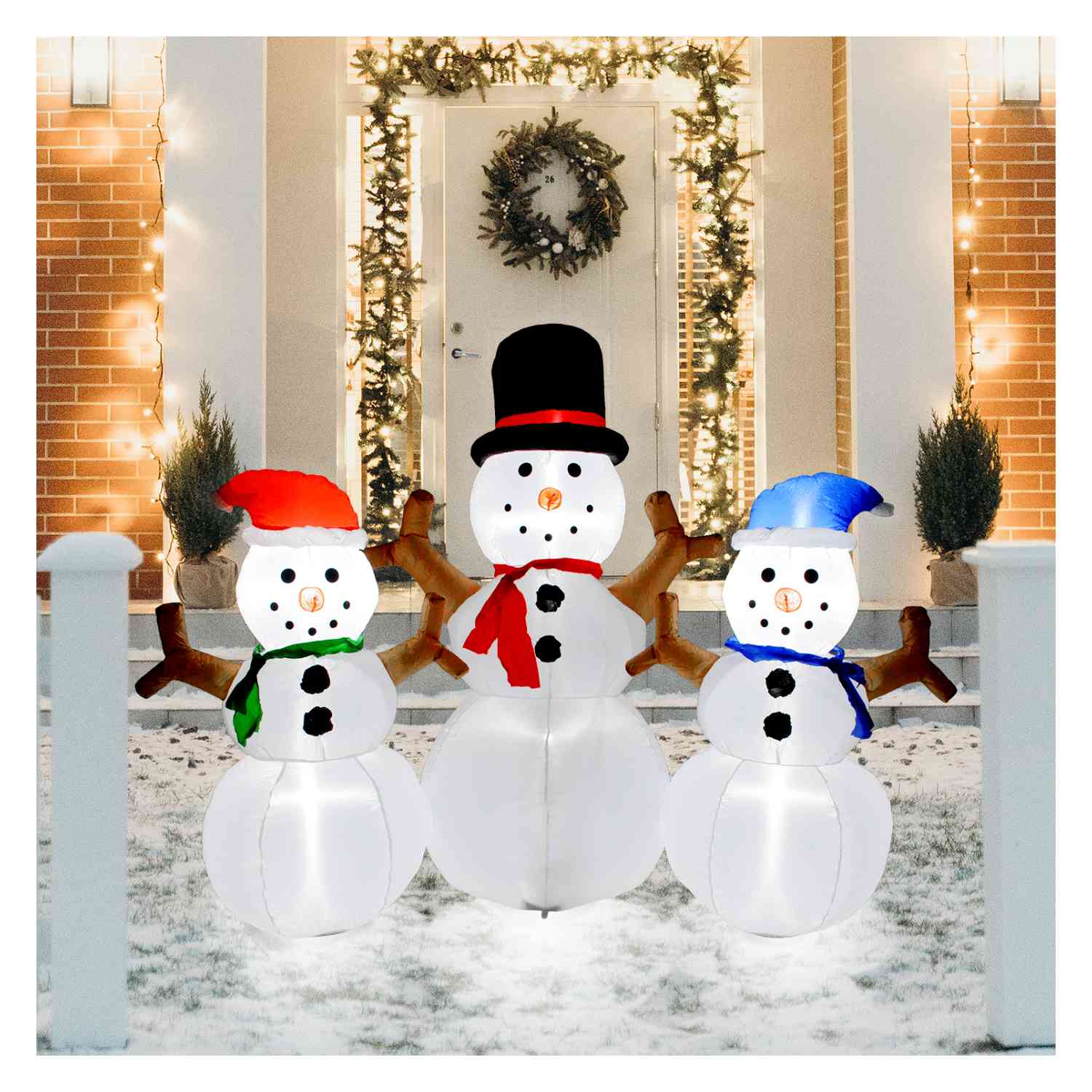 Foto 6 pulgar | Inflable Navidad 3 Muñecos Nieve 1.80m Decoracion Luz Led