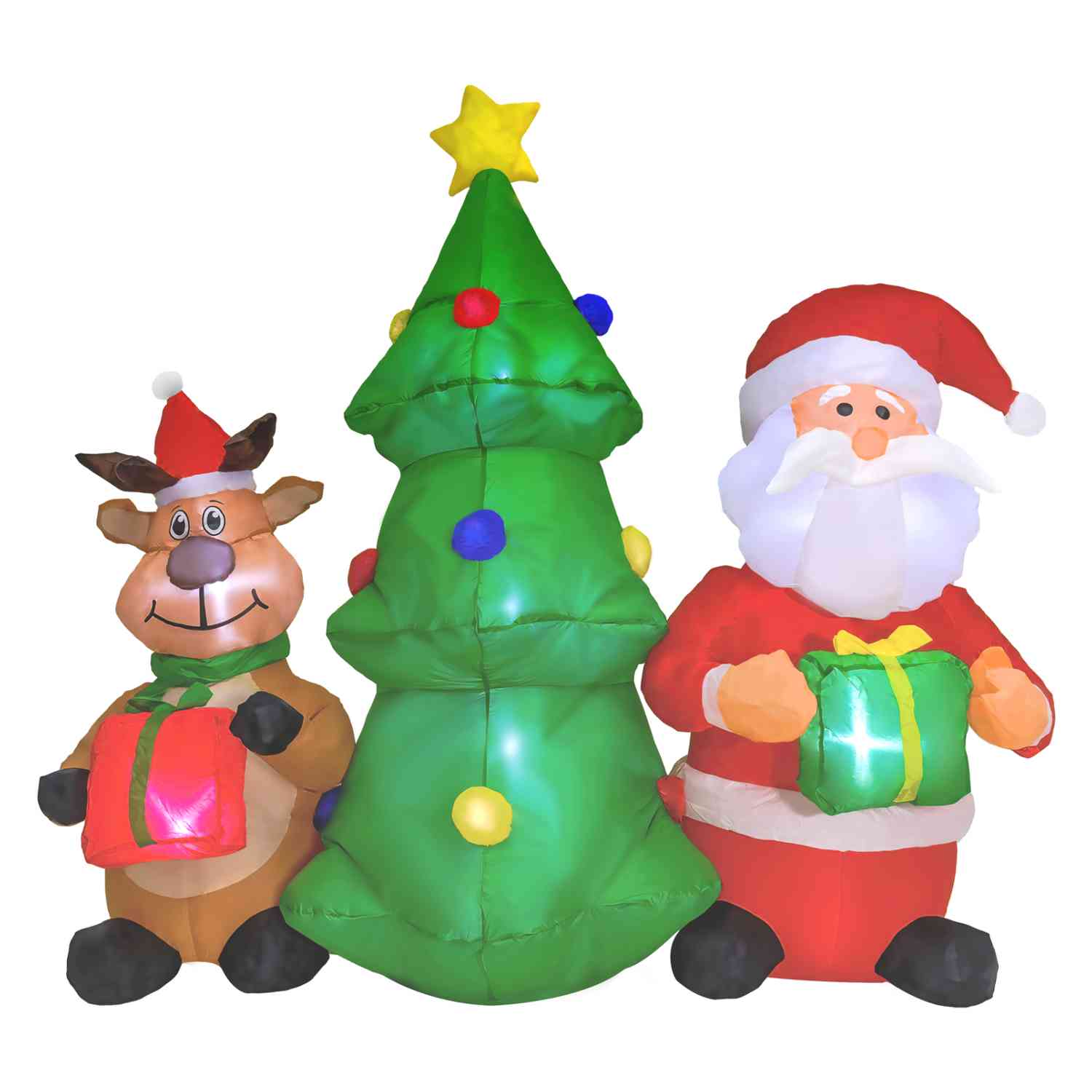 Inflable Navidad Santa Reno Árbol Luz Led Decoración 1.5mts