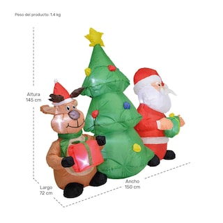 Foto 6 | Inflable Navidad Santa Reno Árbol Luz Led Decoración 1.5mts
