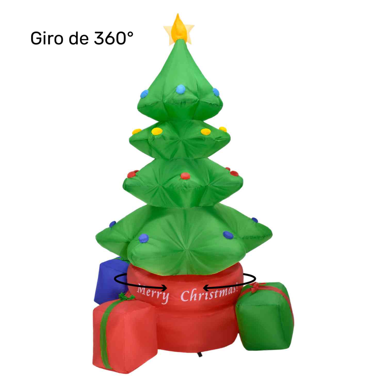 Foto 3 pulgar | Inflable Navidad Árbol Giratorio 360° 2.2m Decoración Led