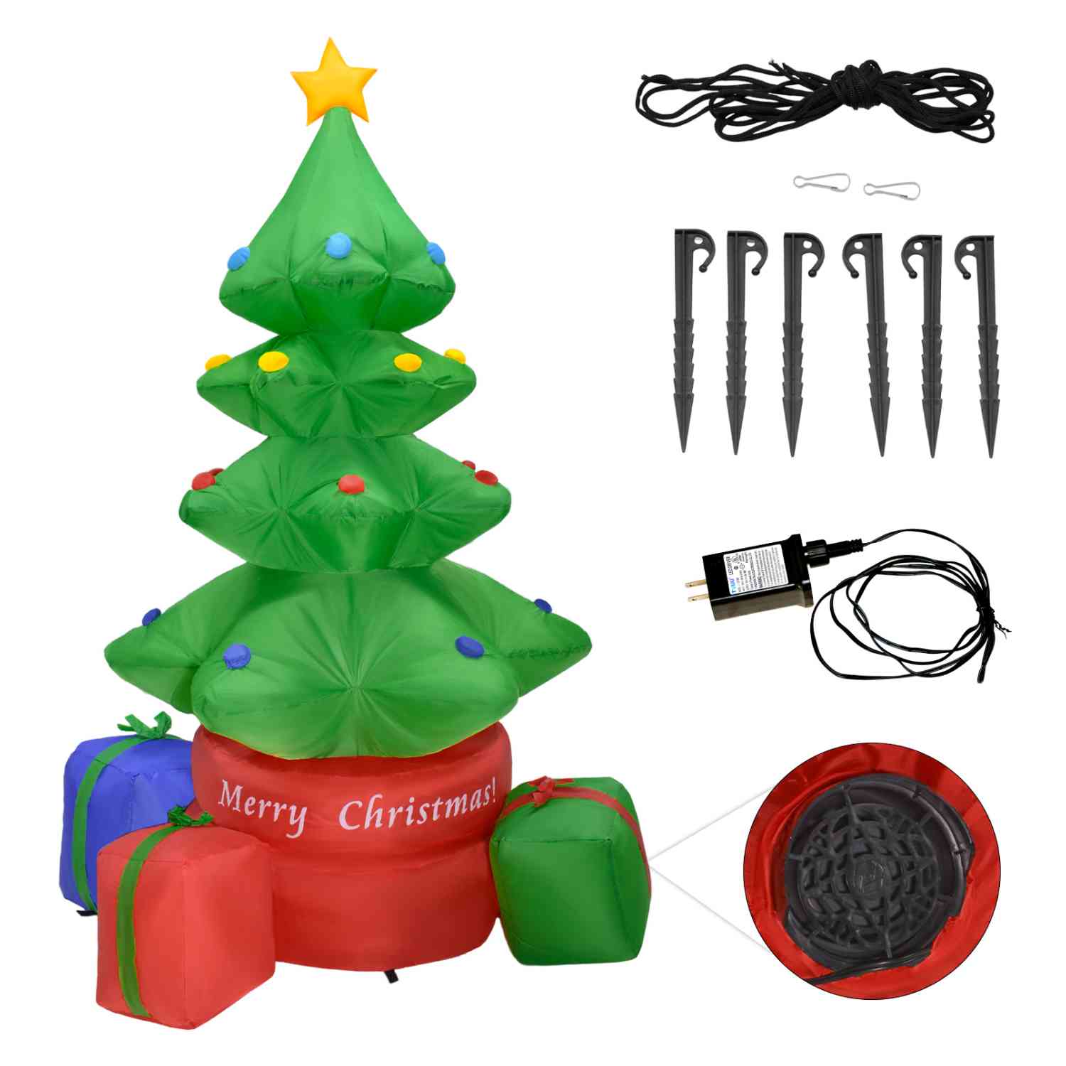Foto 4 pulgar | Inflable Navidad Árbol Giratorio 360° 2.2m Decoración Led