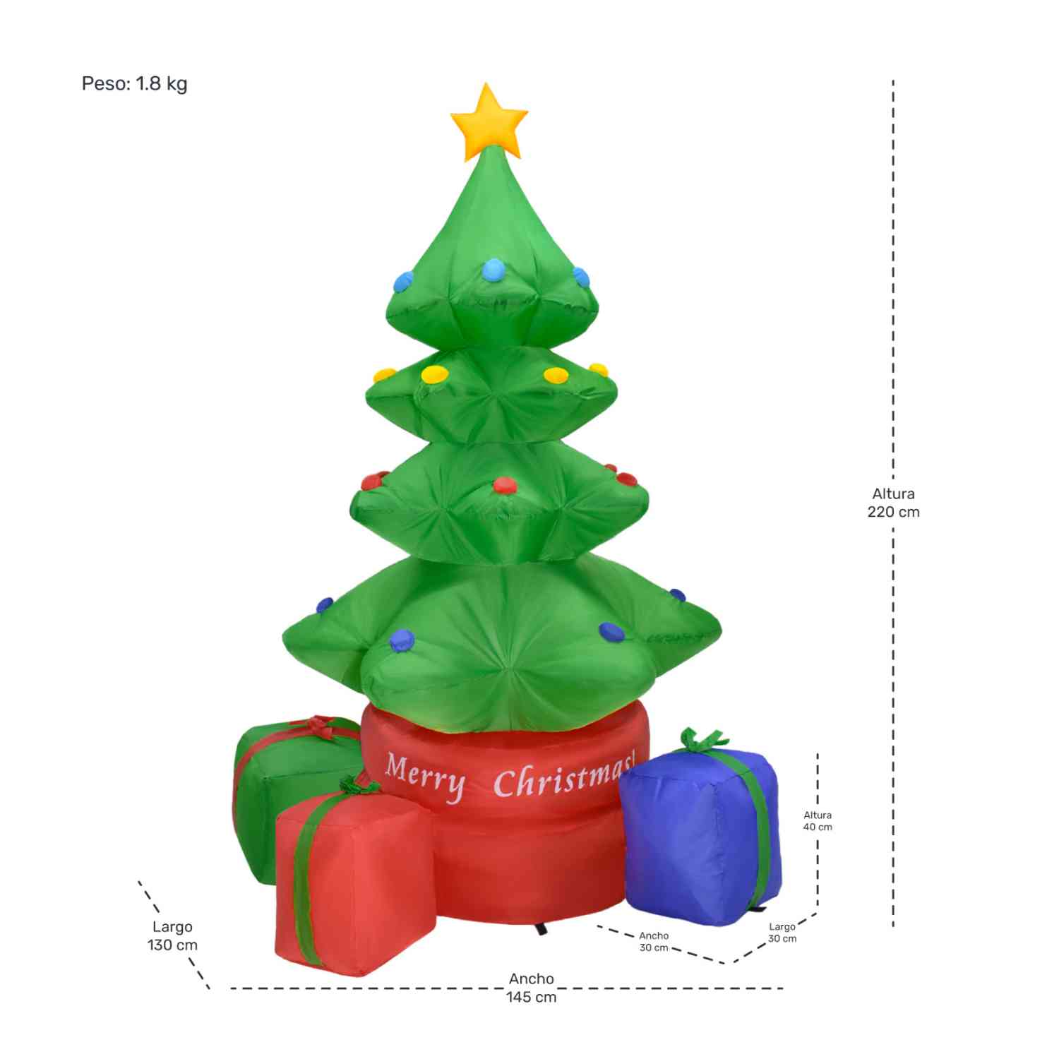 Foto 6 pulgar | Inflable Navidad Árbol Giratorio 360° 2.2m Decoración Led