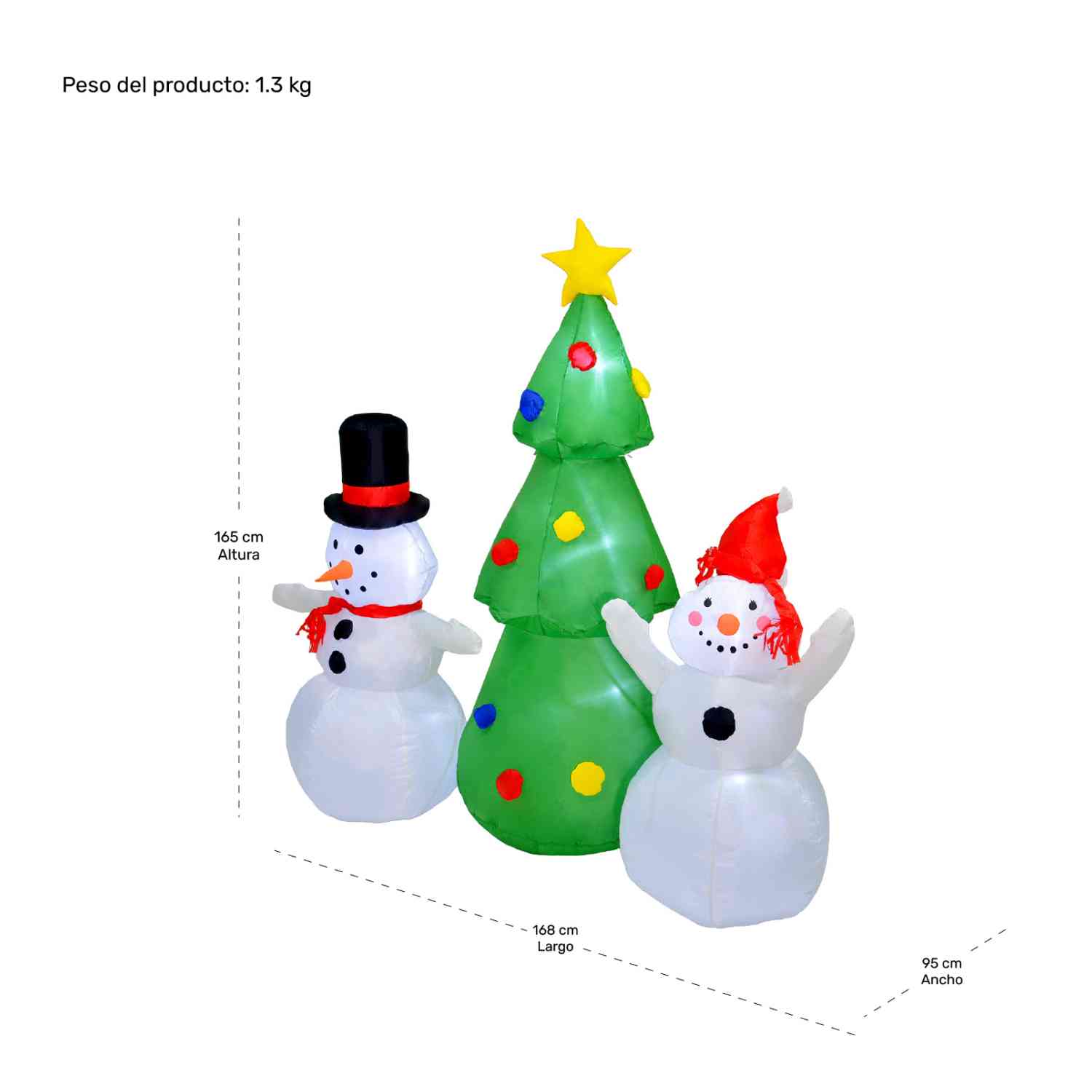 Foto 7 pulgar | Inflable Navidad Muñeco Nieve 1.65m Decoracion Luz Led