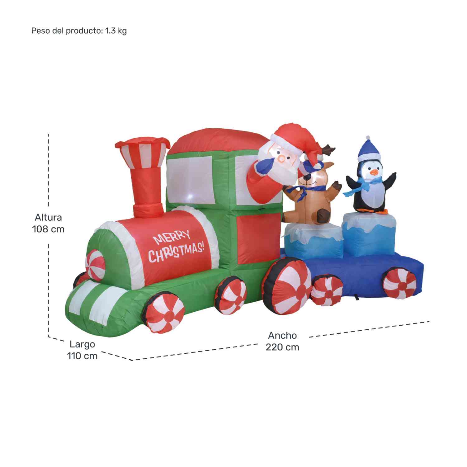 Foto 8 pulgar | Inflable Navidad Tren Navideño 2.2m Decoración Luz Led