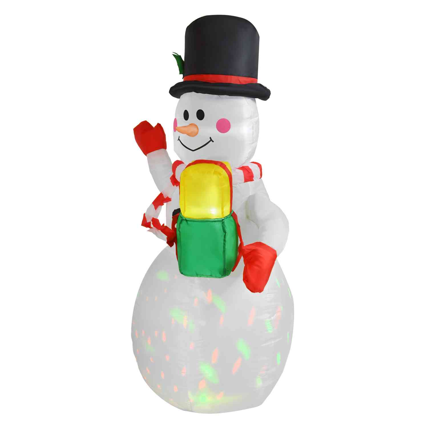 Foto 4 pulgar | Decoración Inflable Rack & Pack Multicolor Navidad Muñeco de Nieve 1.5 m Luz Led