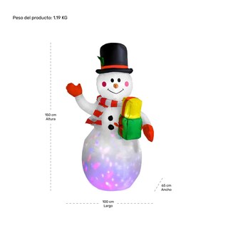 Foto 7 | Decoración Inflable Rack & Pack Multicolor Navidad Muñeco de Nieve 1.5 m Luz Led