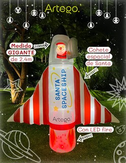 Foto 2 | Inflable de Navidad Artego Nave Espacial de Santa Christmas Spaceship