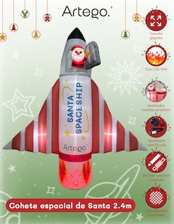 Foto 3 | Inflable de Navidad Artego Nave Espacial de Santa Christmas Spaceship
