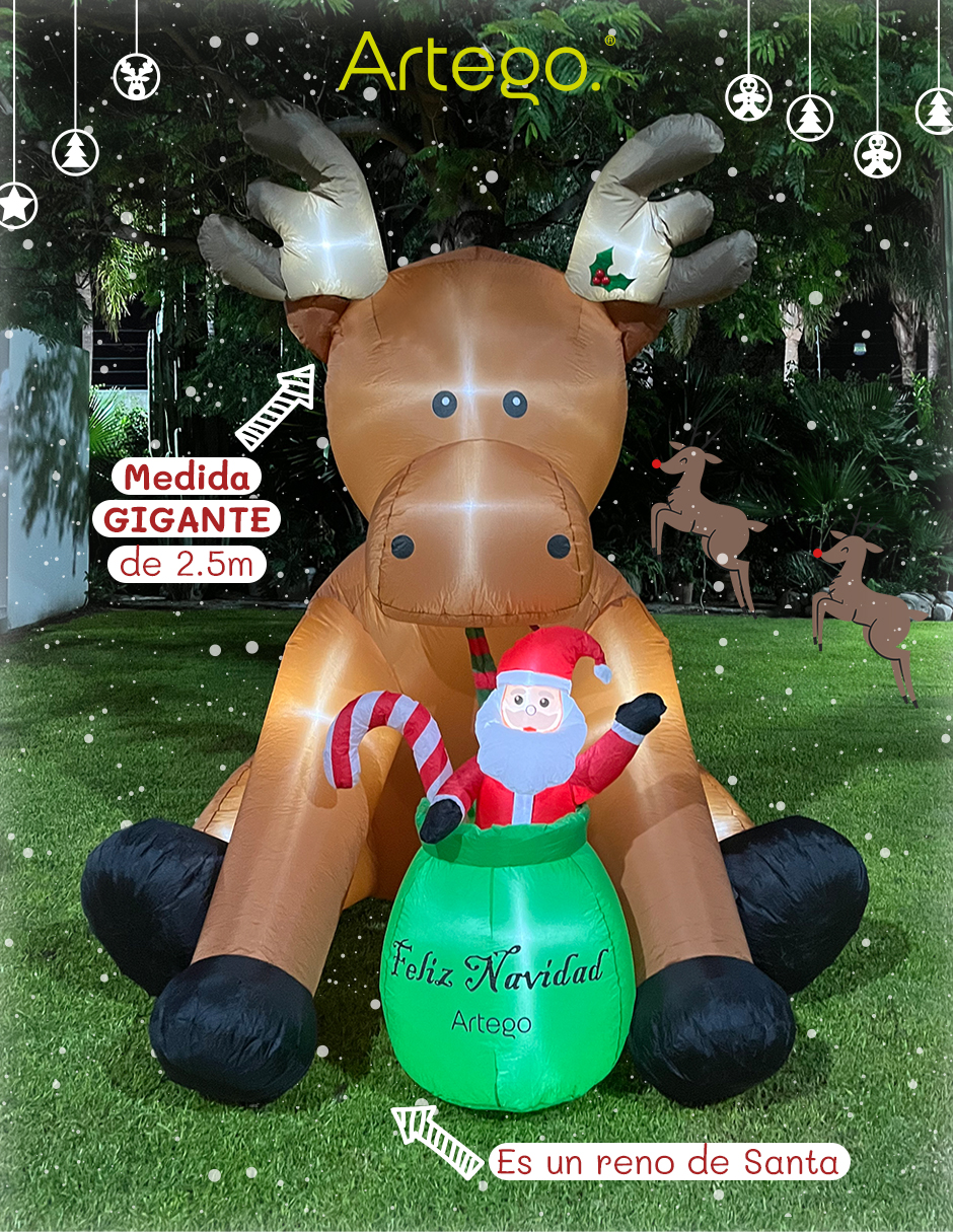 Foto 3 pulgar | Inflable de Navidad ARTEGO Venado Reno De Santa Gigante De 2.5 Metros