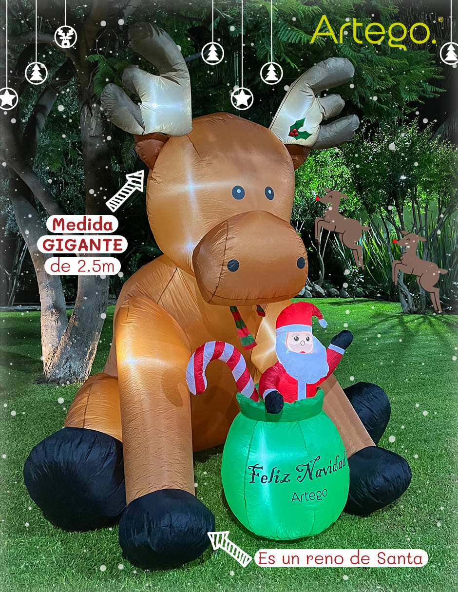 Foto 6 | Inflable de Navidad ARTEGO Venado Reno De Santa Gigante De 2.5 Metros