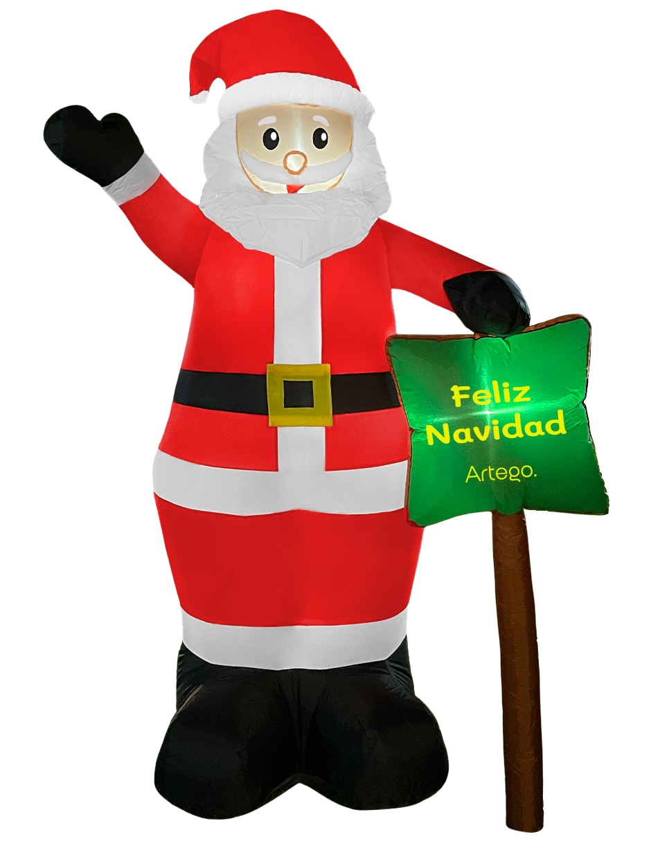 Inflable De Navidad Santa Claus Gigante Con Letrero Navideño De 2.4m De Alto Con Luces Led Artego $1,689