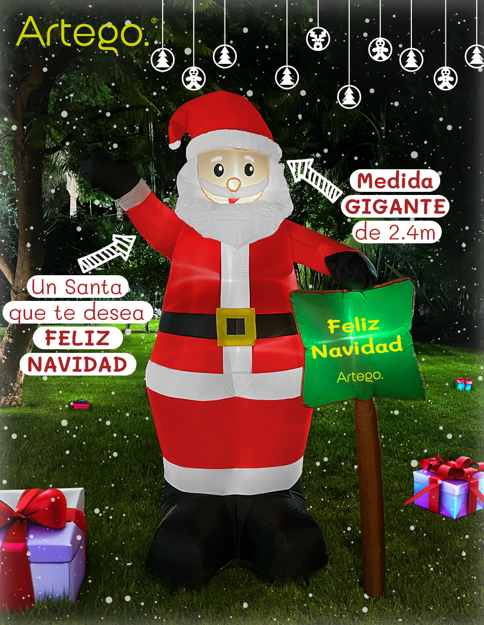 Foto 3 pulgar | Inflable De Navidad Santa Claus Gigante Con Letrero Navideño De 2.4m De Alto Con Luces Led Artego