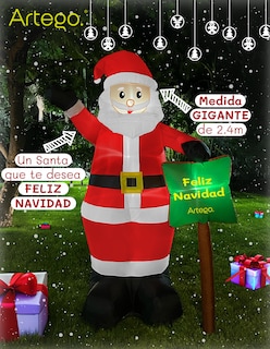 Foto 2 | Inflable De Navidad Santa Claus Gigante Con Letrero Navideño De 2.4m De Alto Con Luces Led Artego