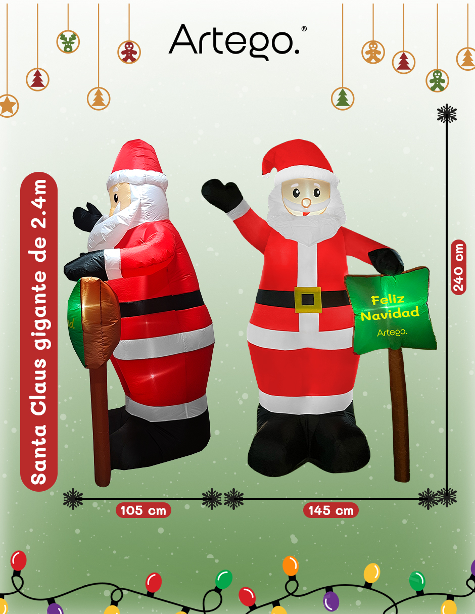 Foto 5 pulgar | Inflable De Navidad Santa Claus Gigante Con Letrero Navideño De 2.4m De Alto Con Luces Led Artego