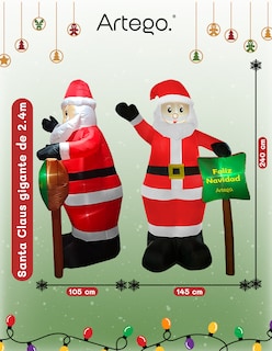 Foto 4 | Inflable De Navidad Santa Claus Gigante Con Letrero Navideño De 2.4m De Alto Con Luces Led Artego