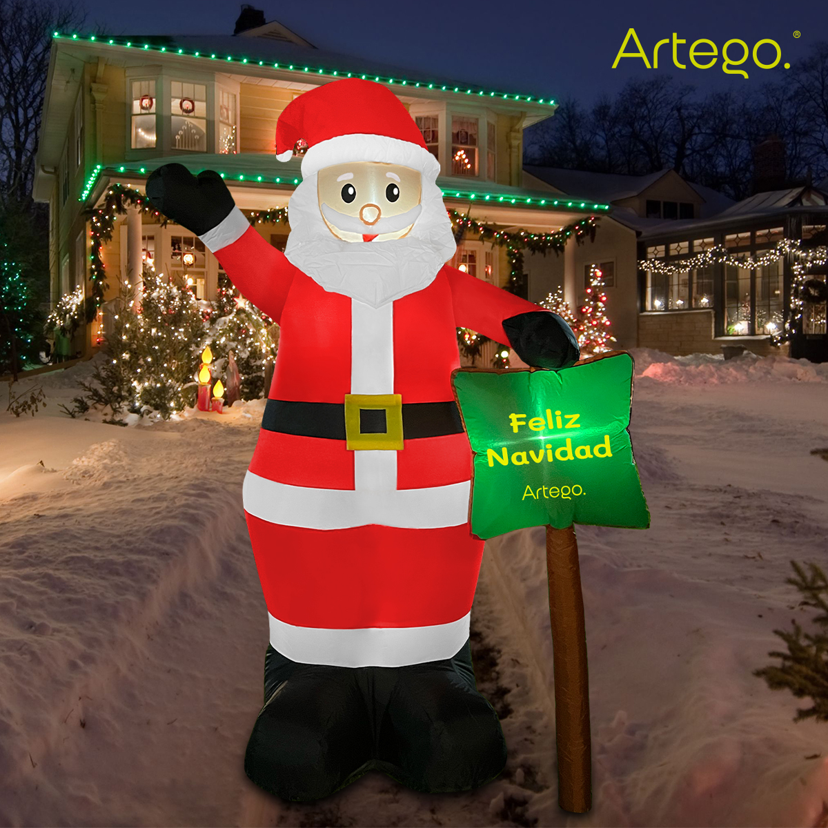 Foto 7 pulgar | Inflable De Navidad Santa Claus Gigante Con Letrero Navideño De 2.4m De Alto Con Luces Led Artego