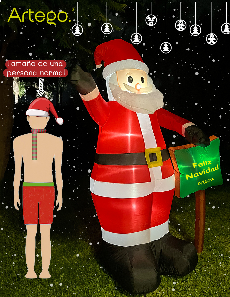 Foto 8 pulgar | Inflable De Navidad Santa Claus Gigante Con Letrero Navideño De 2.4m De Alto Con Luces Led Artego