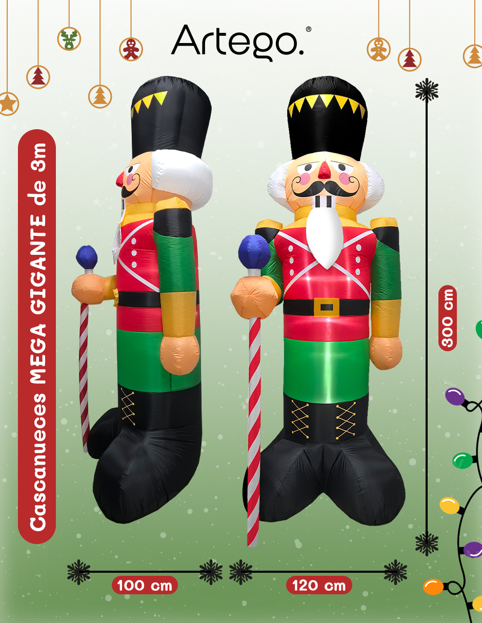 Foto 5 pulgar | Inflable De Navidad Cascanueces Nutcraker Mega Gigante De 3m De Alto Con Luces Led Artego