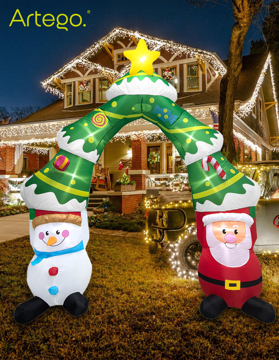 Foto 6 | Inflable De Árbol De Navidad Arco De Santa Claus Y Mono De Nieve Snowman Con Luces Led De 2.8m Artego Para Puerta Acces