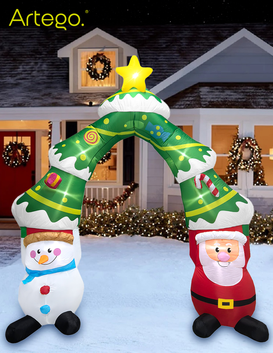 Foto 7 | Inflable De Árbol De Navidad Arco De Santa Claus Y Mono De Nieve Snowman Con Luces Led De 2.8m Artego Para Puerta Acces