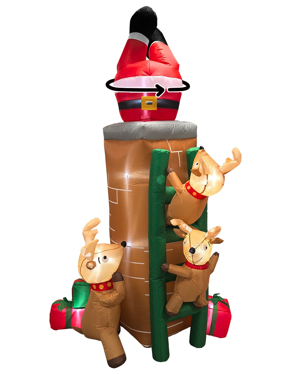 Inflable De Árbol De Navidad Chimenea Con Santa, Renos Y Regalos * Con Rotación  * Y Luces Led 2.25m De Alto Artego $1,799