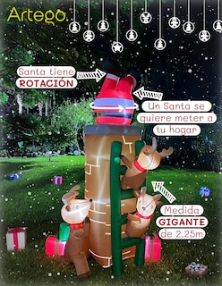 Foto 2 | Inflable De Árbol De Navidad Chimenea Con Santa, Renos Y Regalos * Con Rotación * Y Luces Led 2.25m De Alto Artego