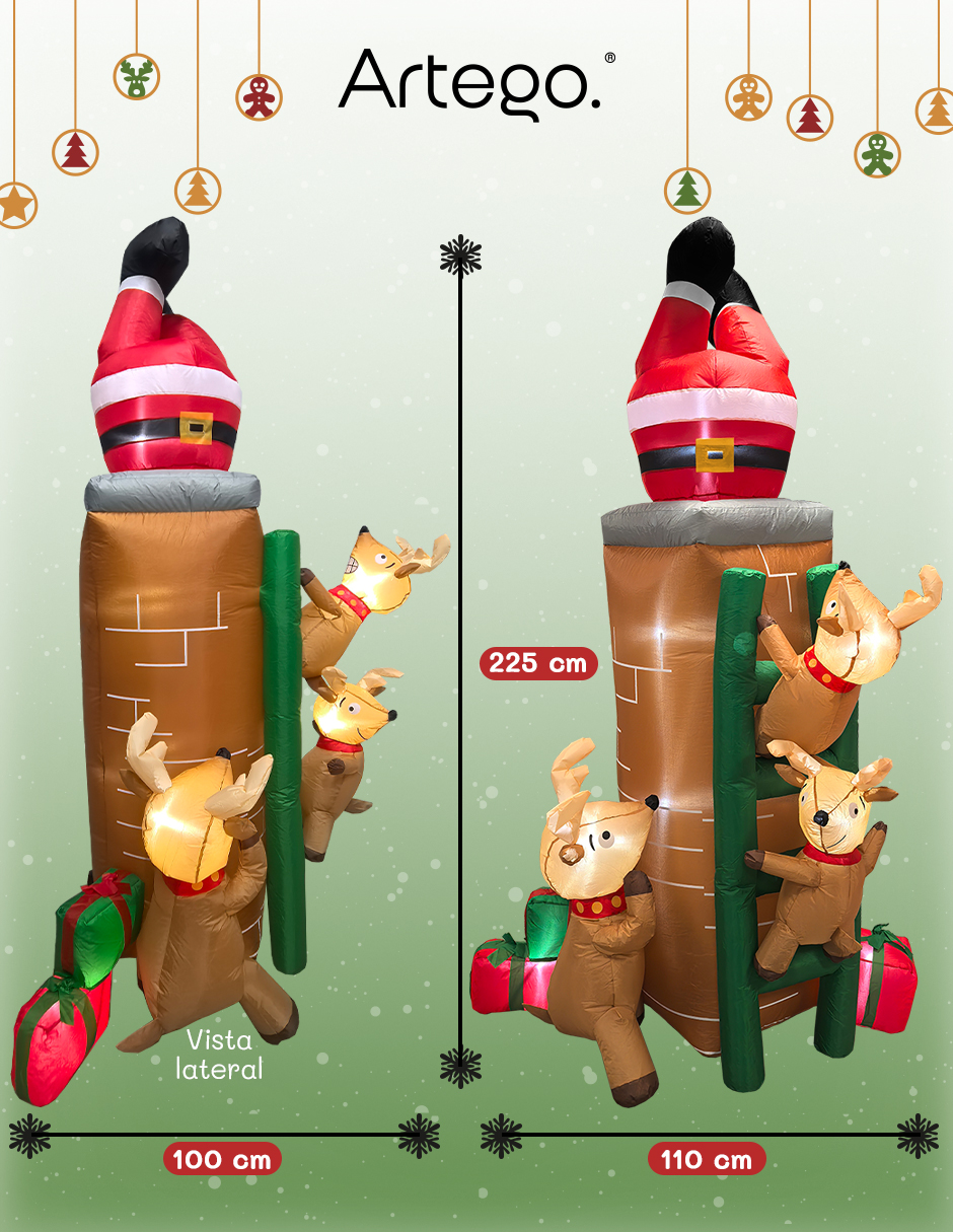 Foto 5 pulgar | Inflable De Árbol De Navidad Chimenea Con Santa, Renos Y Regalos * Con Rotación  * Y Luces Led 2.25m De Alto Artego