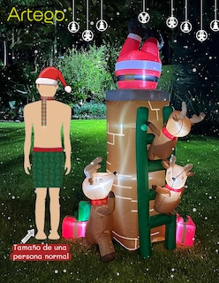 Foto 6 | Inflable De Árbol De Navidad Chimenea Con Santa, Renos Y Regalos * Con Rotación * Y Luces Led 2.25m De Alto Artego