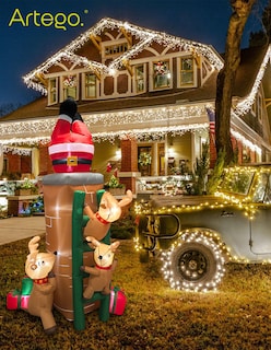 Foto 8 | Inflable De Árbol De Navidad Chimenea Con Santa, Renos Y Regalos * Con Rotación * Y Luces Led 2.25m De Alto Artego