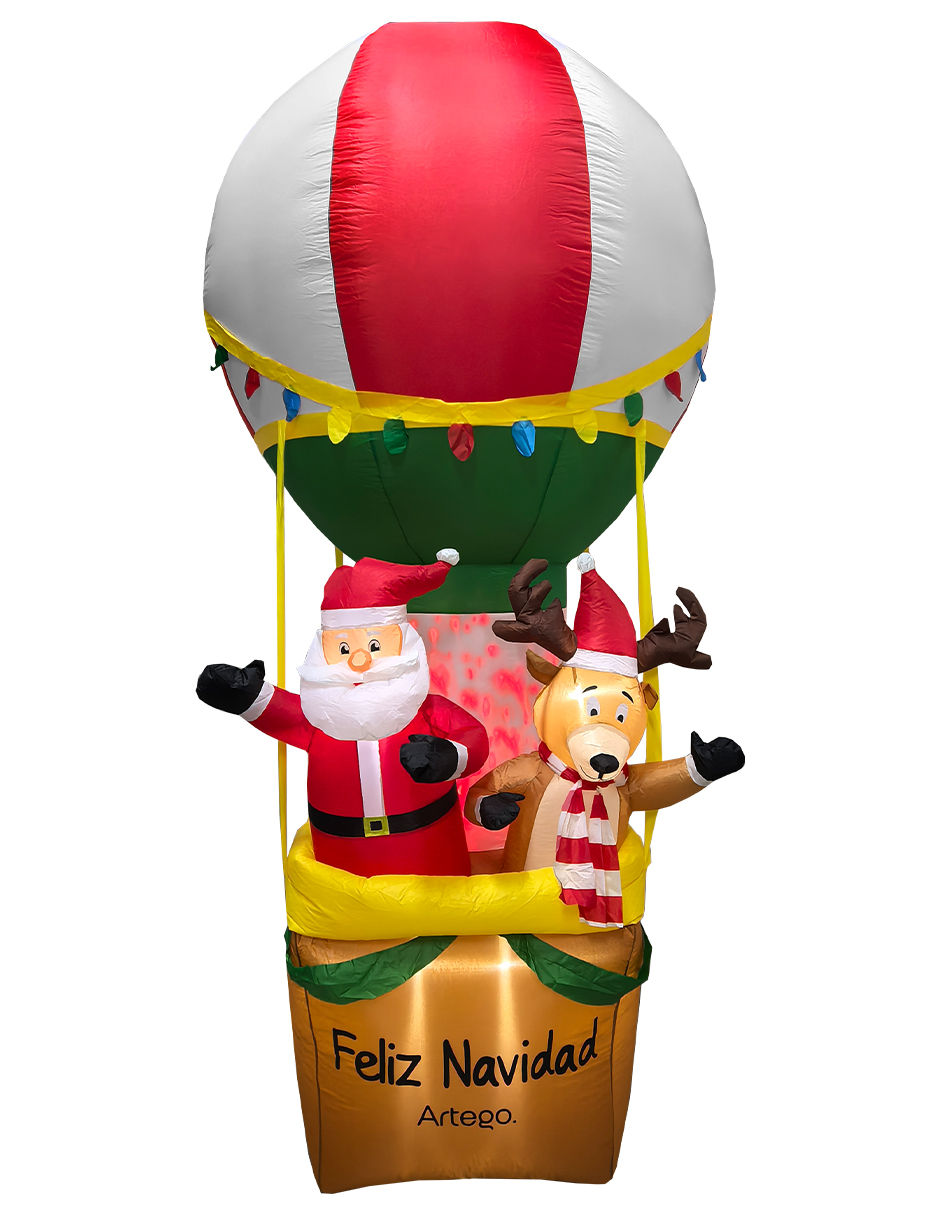 Inflable De Navidad Artego Globo Aerostático De Santa Y Reno