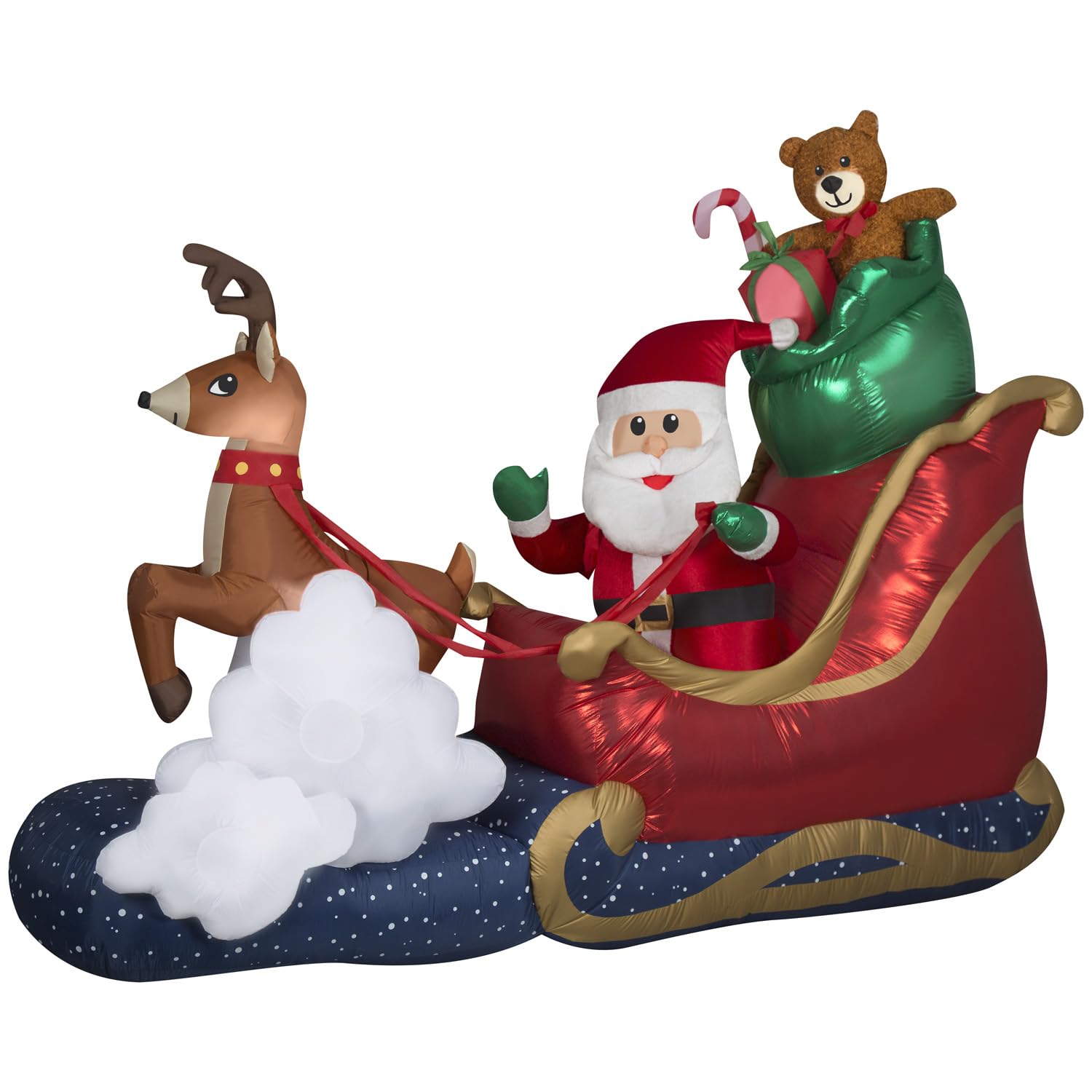 Papá Noel Inflable En Trineo Con Dibujos Animados De Gemas De 2,1 M Con Luces Led - Venta Internacional. $8,549