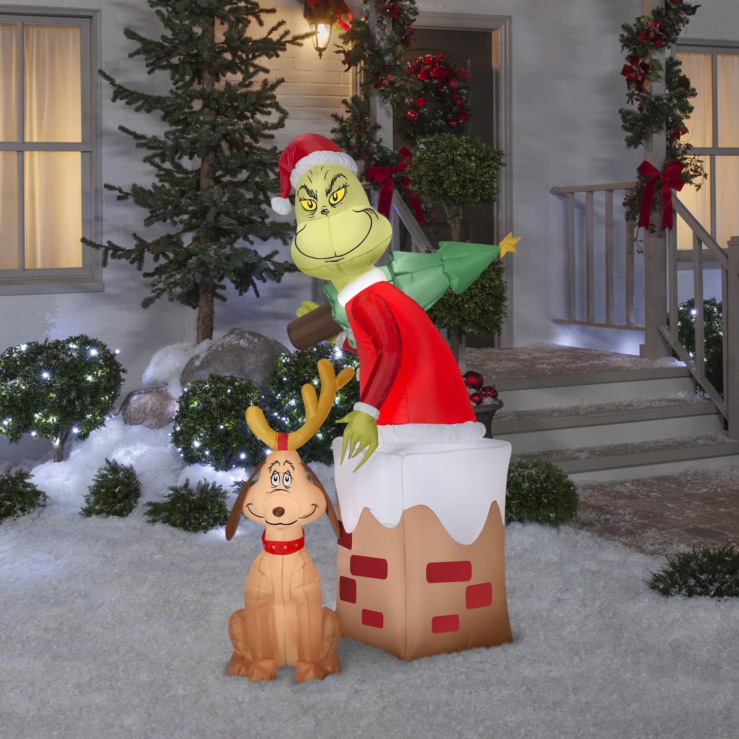 Foto 3 pulgar | Chimenea Inflable Navideña Con Diseño De Gemmy Grinch And Max, 1,7 M De Altura - Venta Internacional.