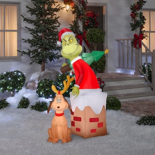 Foto 2 | Chimenea Inflable Navideña Con Diseño De Gemmy Grinch And Max, 1,7 M De Altura - Venta Internacional.
