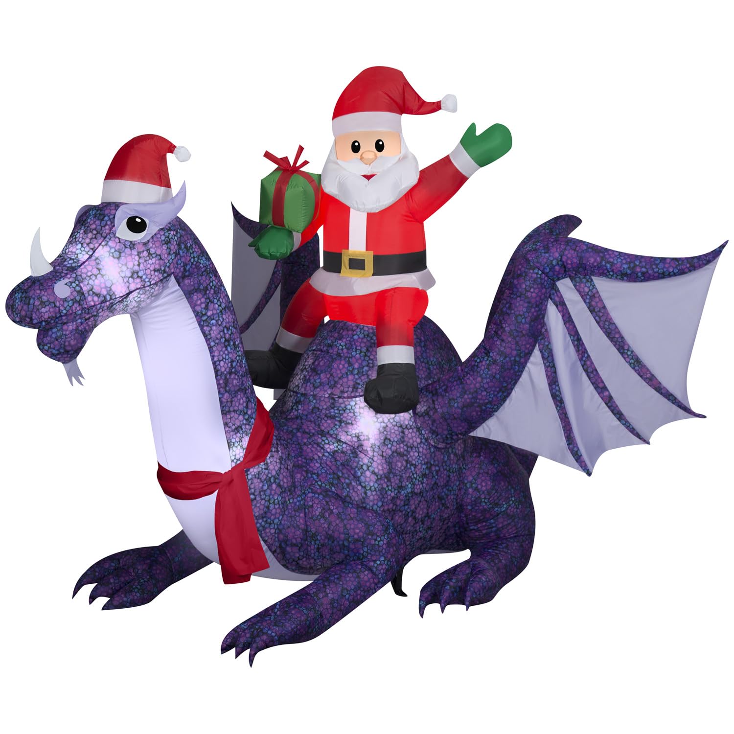 Papá Noel Inflable De Navidad Montando Un Dragón De 1,8 M Con Luces Led - Venta Internacional.