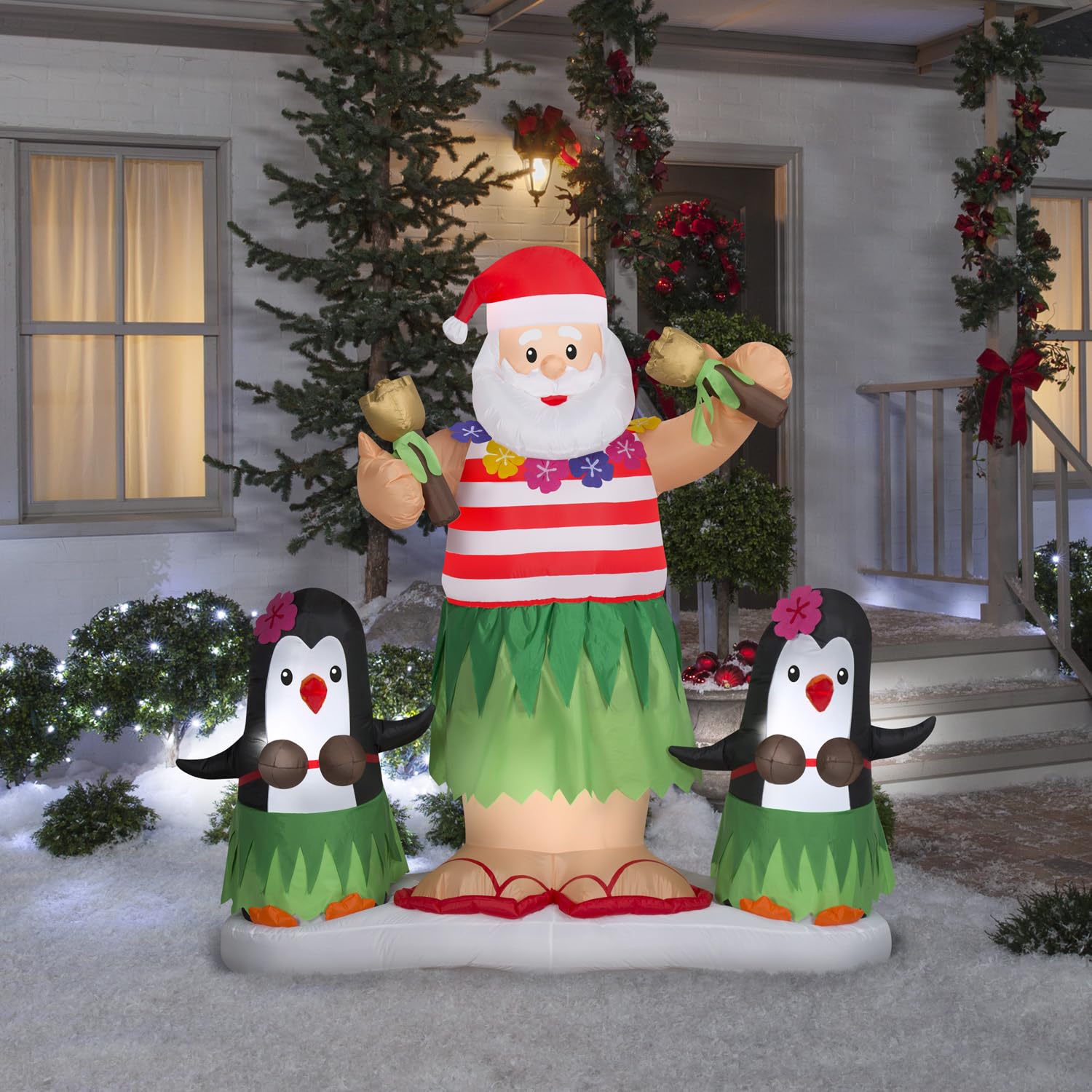 Foto 2 | Gema Inflable De Navidad Con Diseño De Hula Santa Y Pingüinos, 1,7 M De Altura - Venta Internacional.