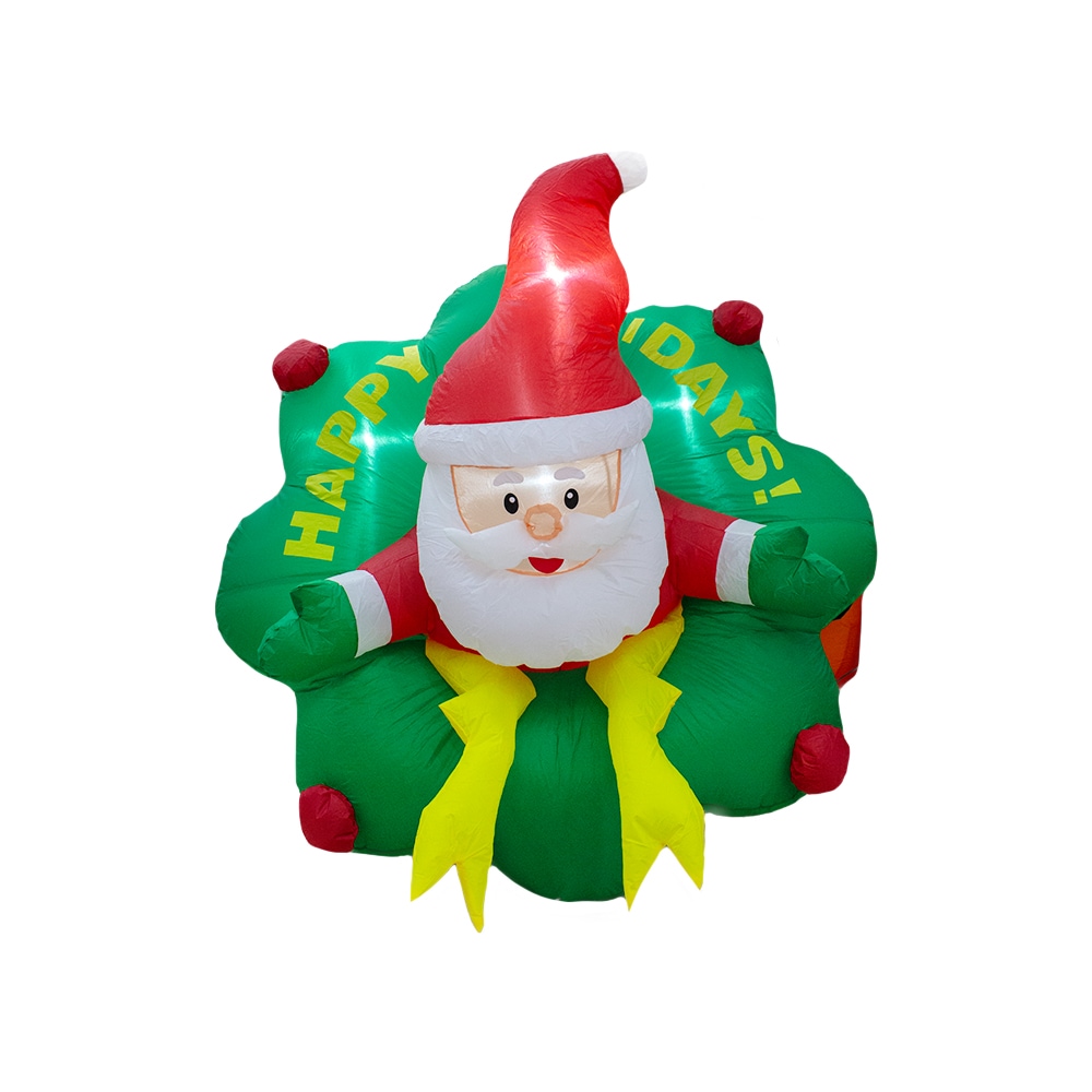 Inflable Navideño Corona 3d Con Santa Claus Con Luz Led 1.50 Metros $2,049