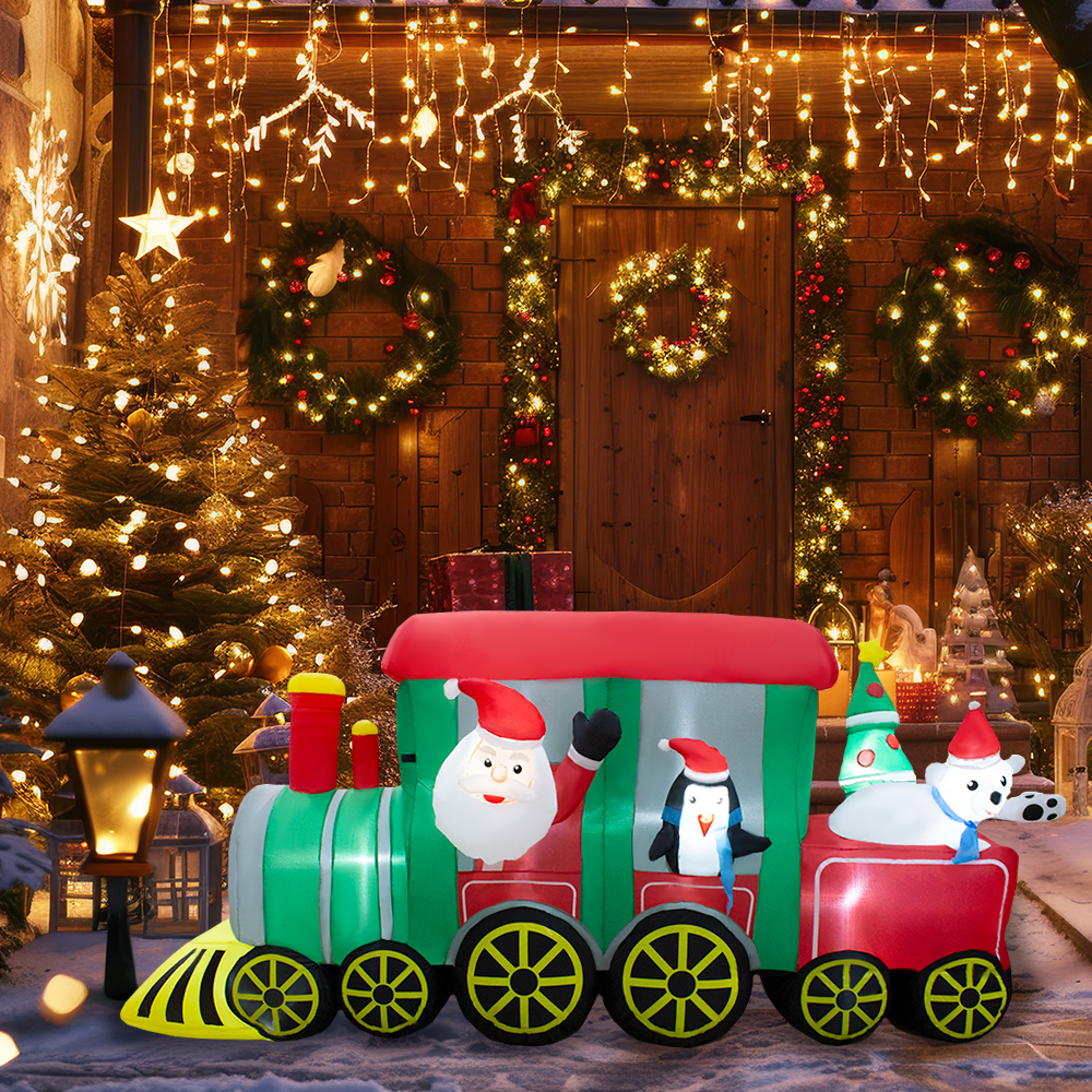 Foto 6 | Inflable De Navidad Tren Navideño De Santa Claus 2.40 Metros Con Luz Led