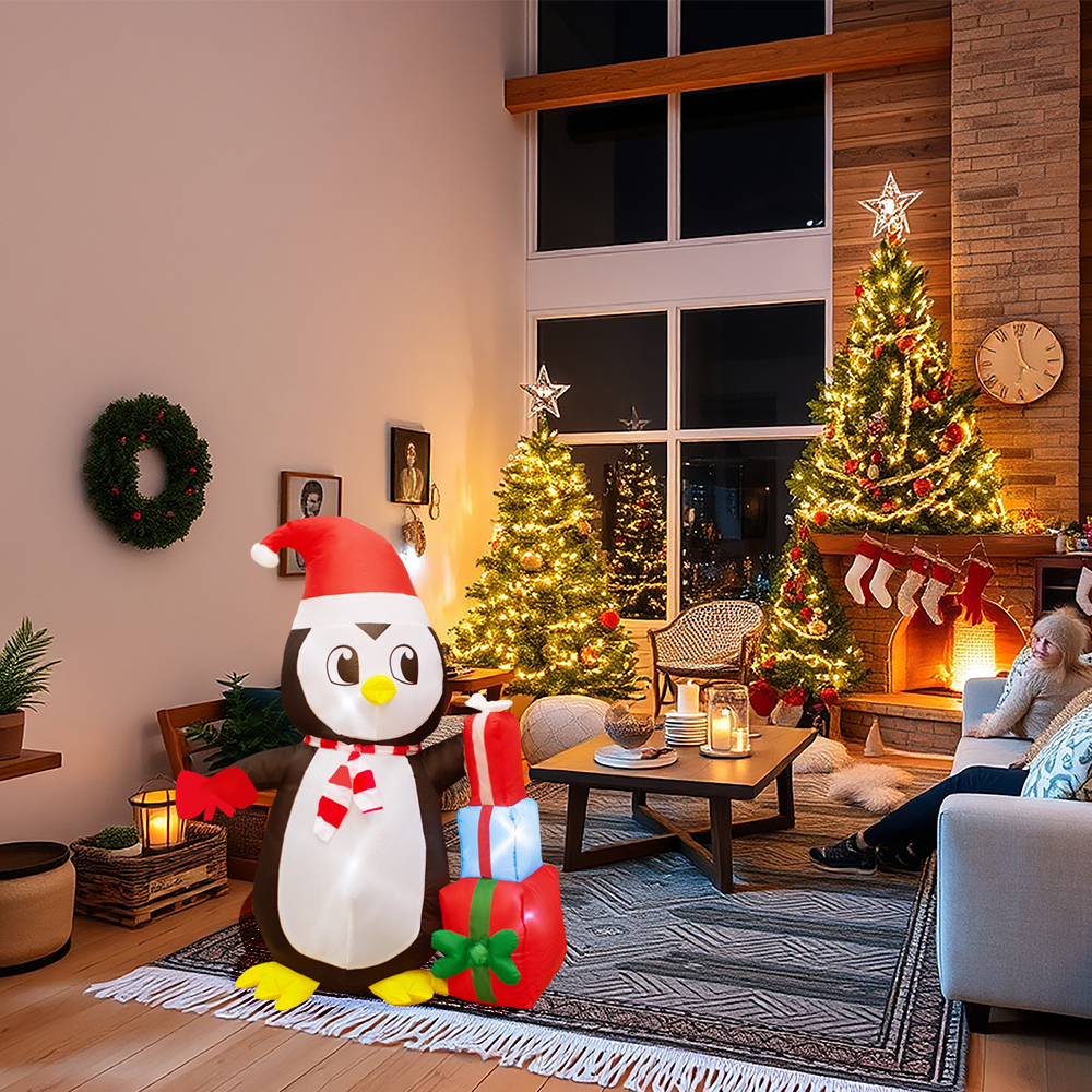 Foto 6 pulgar | Inflable Navideño De Pingüino Con Regalos Con Luz Led 1.50 Metros