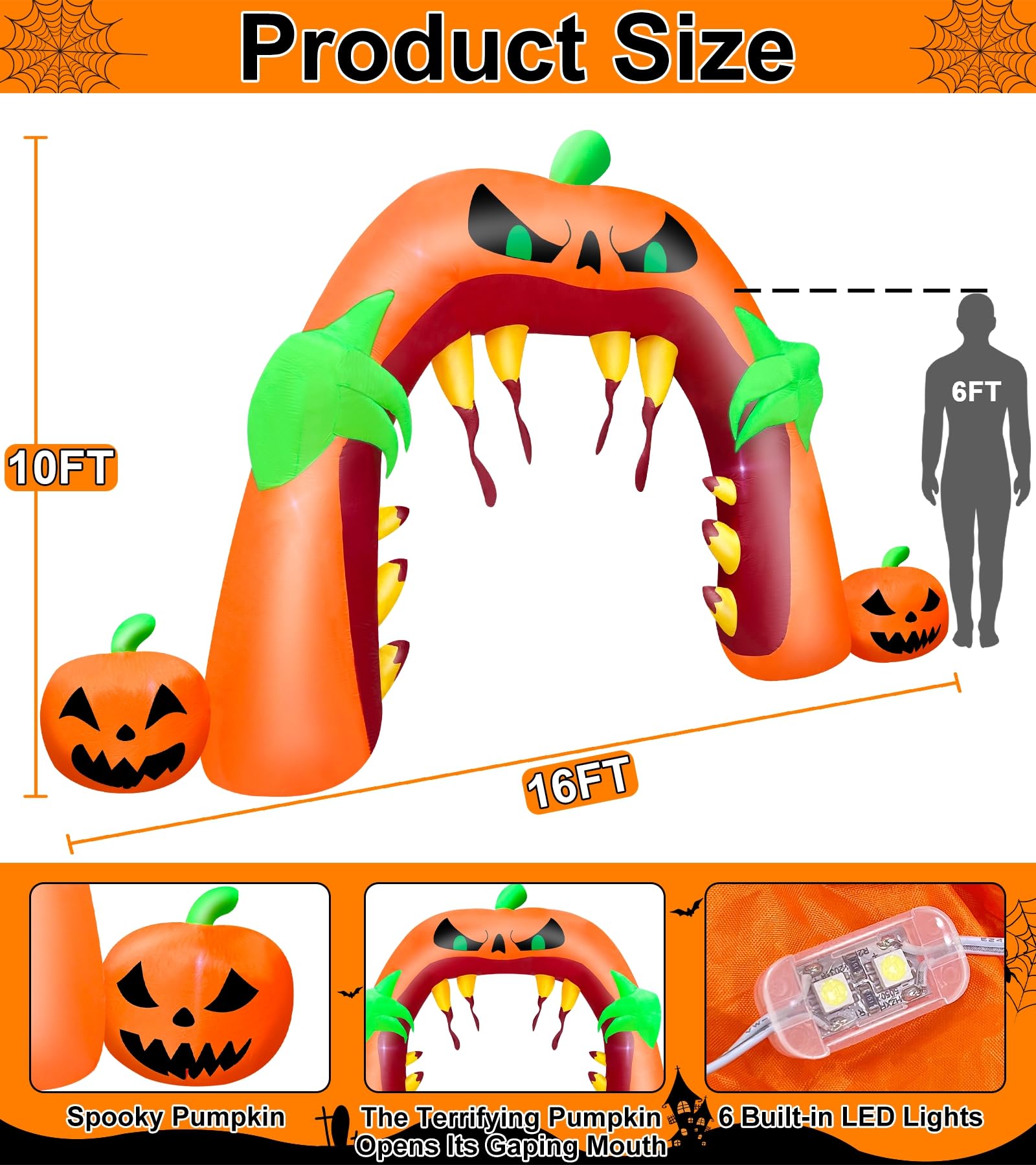 Foto 3 pulgar | Arco Inflable Turnmeon Para Halloween De 16 Pies X 3 M Con Luces Led - Venta Internacional.