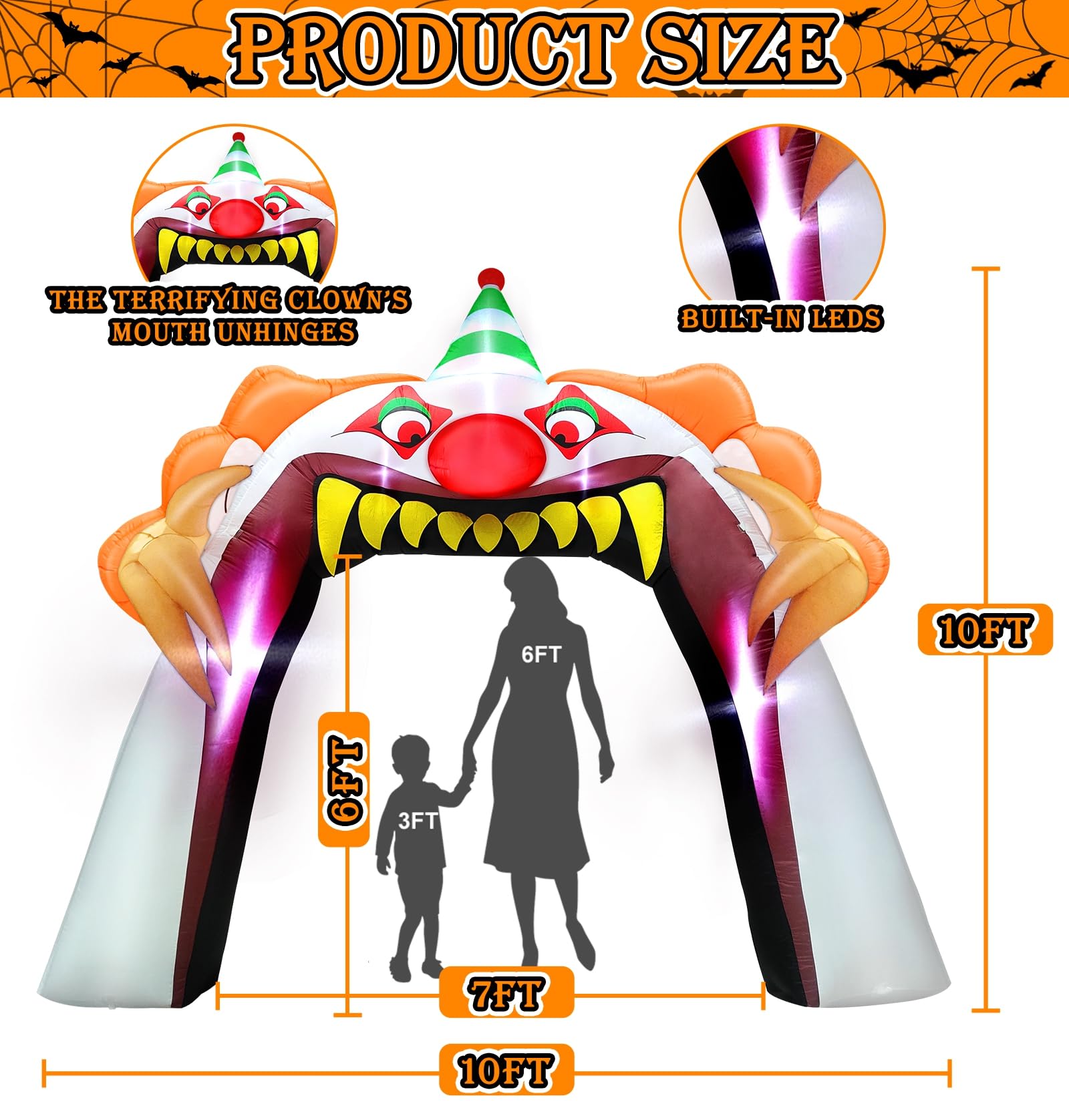 Foto 3 pulgar | Arco Inflable De Payaso Turnmeon Para Halloween, 3 X 3 M, Con Led - Venta Internacional.