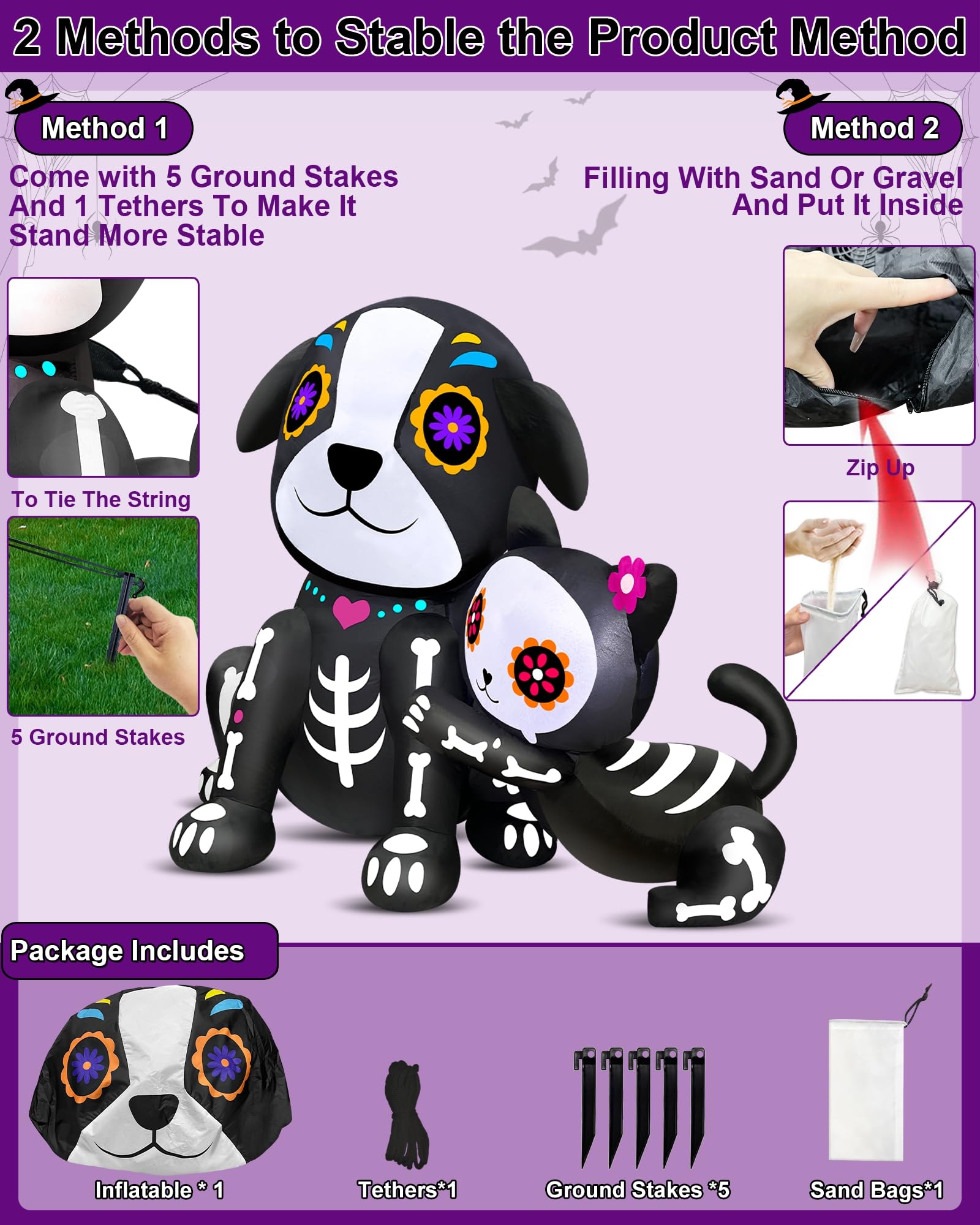 Foto 5 pulgar | Decoración Hinchable Turnmeon Para El Día De Los Muertos, 1,5 M, Color Negro, Para Gatos Y Perros - Venta Internaciona