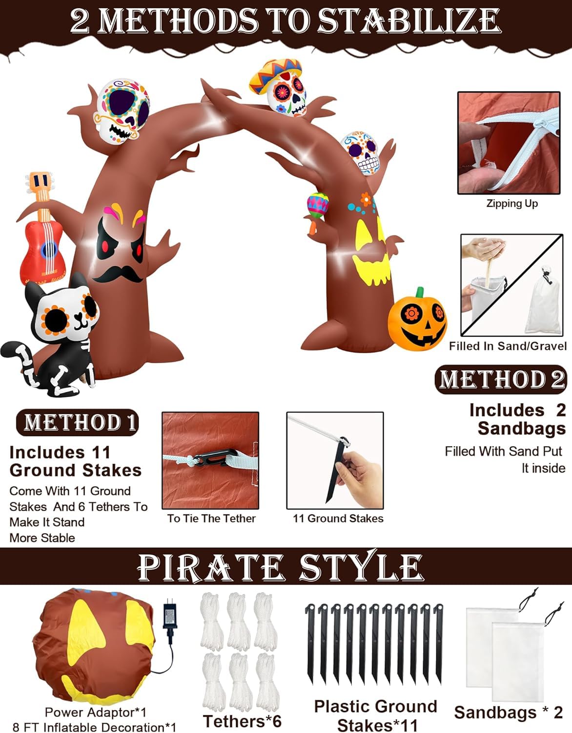 Foto 4 pulgar | Arco Inflable Turnmeon Giant Day Of The Dead De 3,7 M X 2,4 M - Venta Internacional.