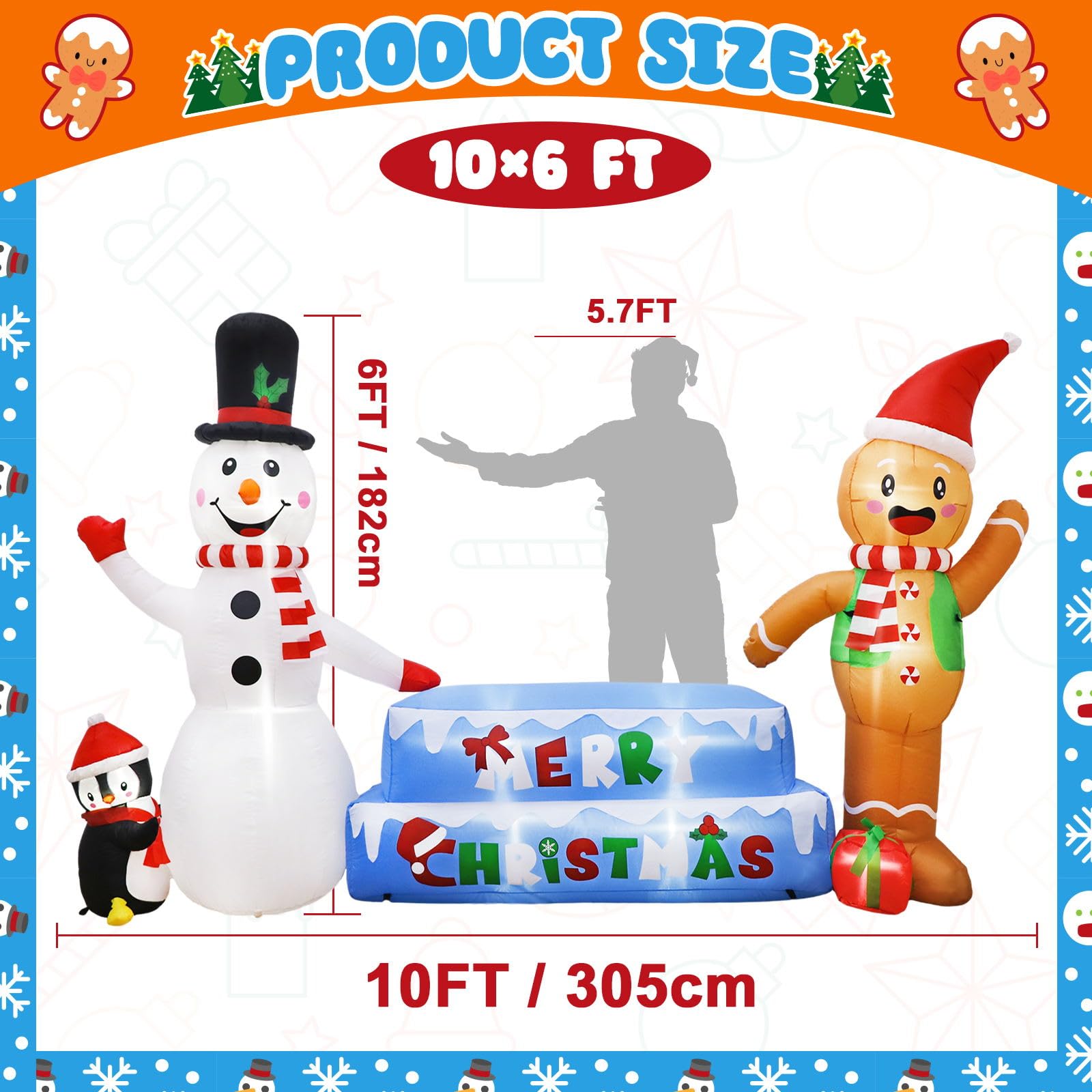 Foto 4 pulgar | Muñeco De Nieve Inflable Navideño De 3 M Con Luces Led - Venta Internacional.