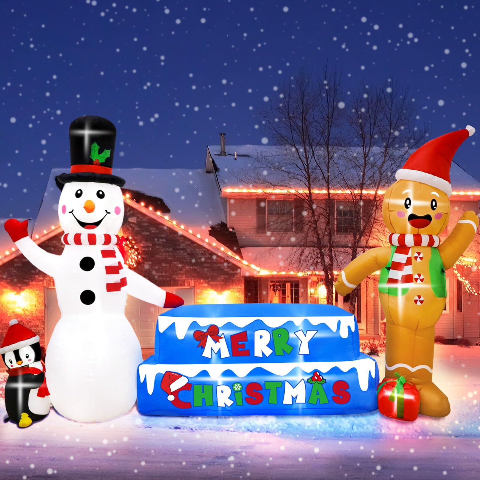 Foto 4 | Muñeco De Nieve Inflable Navideño De 3 M Con Luces Led - Venta Internacional.