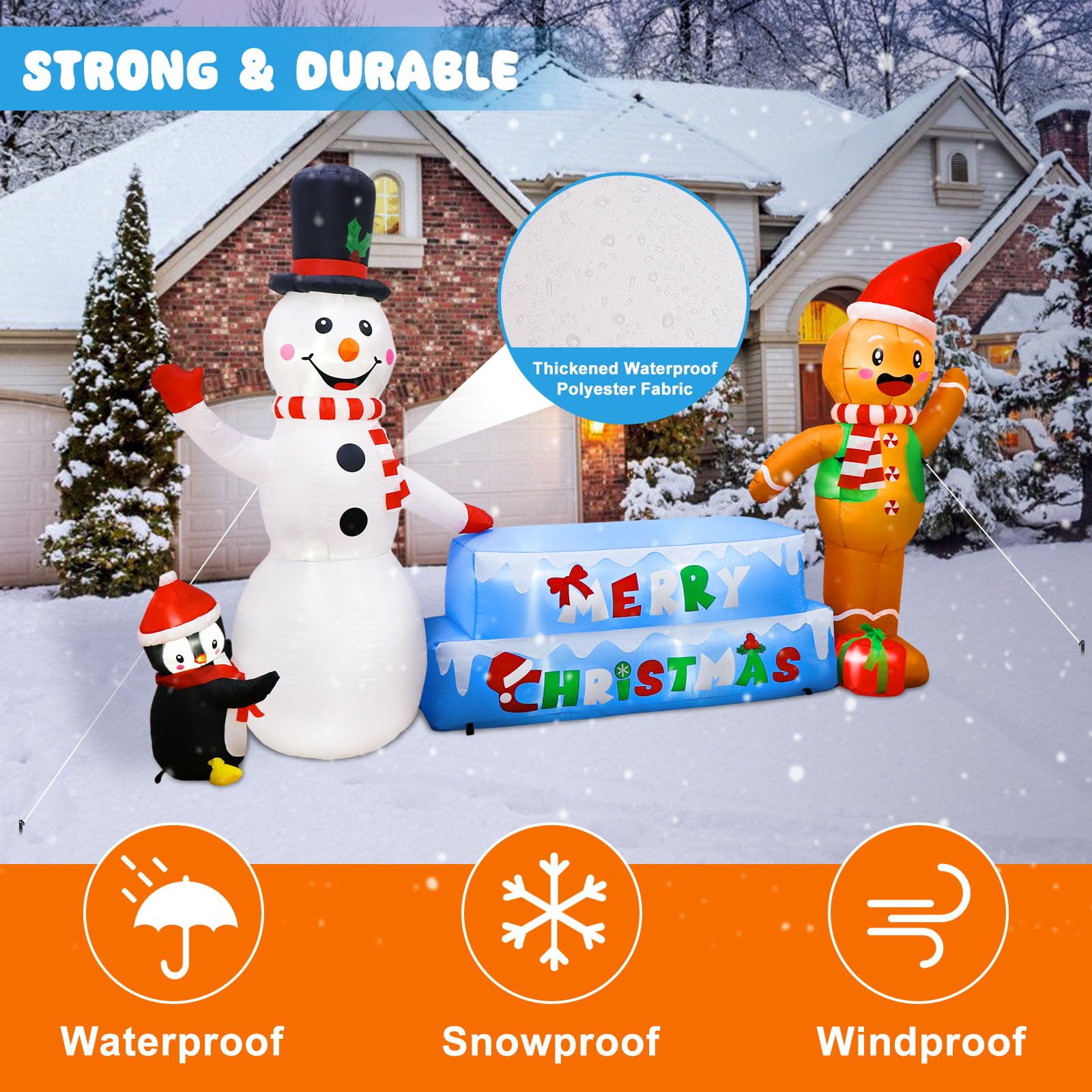 Foto 6 pulgar | Muñeco De Nieve Inflable Navideño De 3 M Con Luces Led - Venta Internacional.