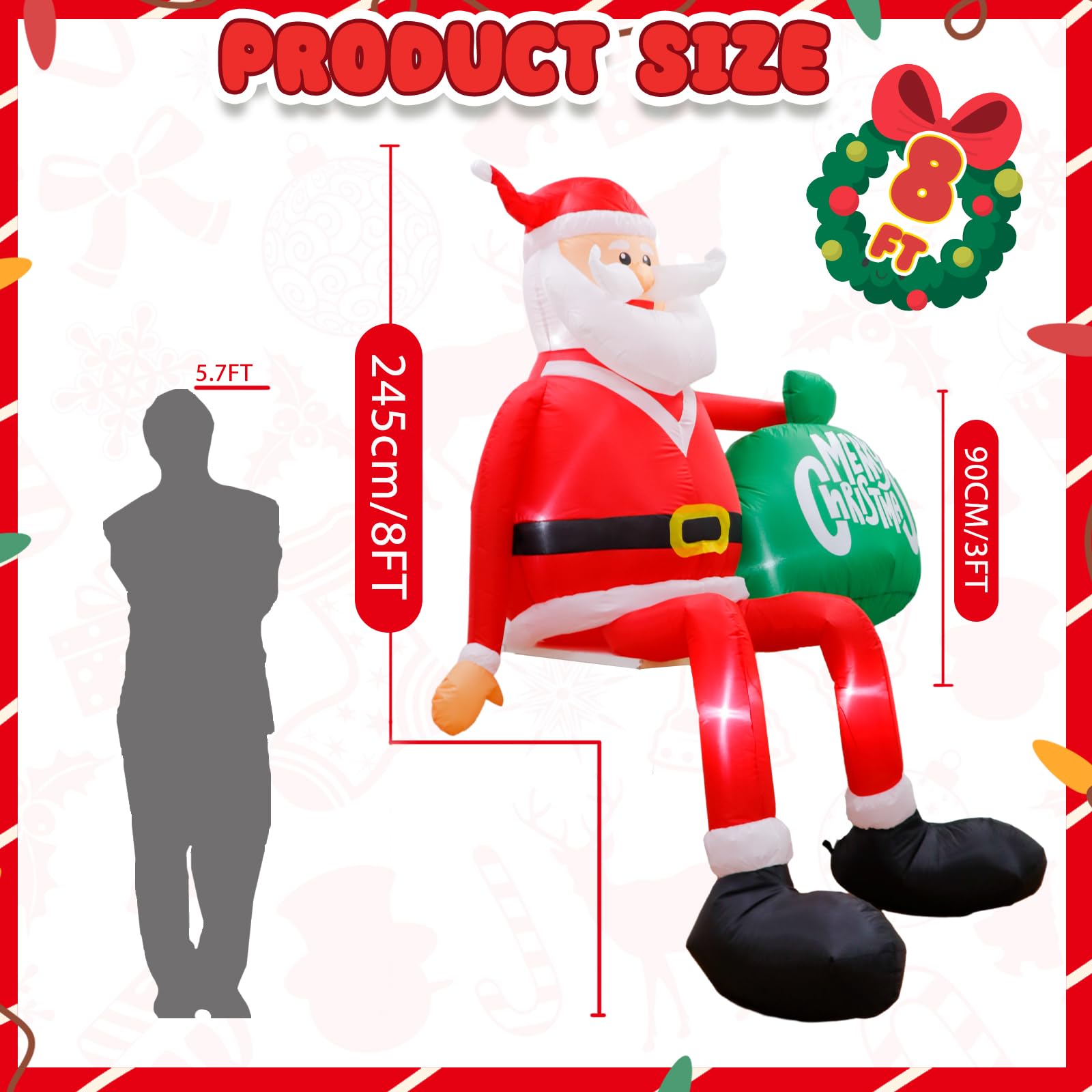 Foto 3 pulgar | Papá Noel Inflable Navideño Para Escalar, 2,4 M, Con Luces Led - Venta Internacional.