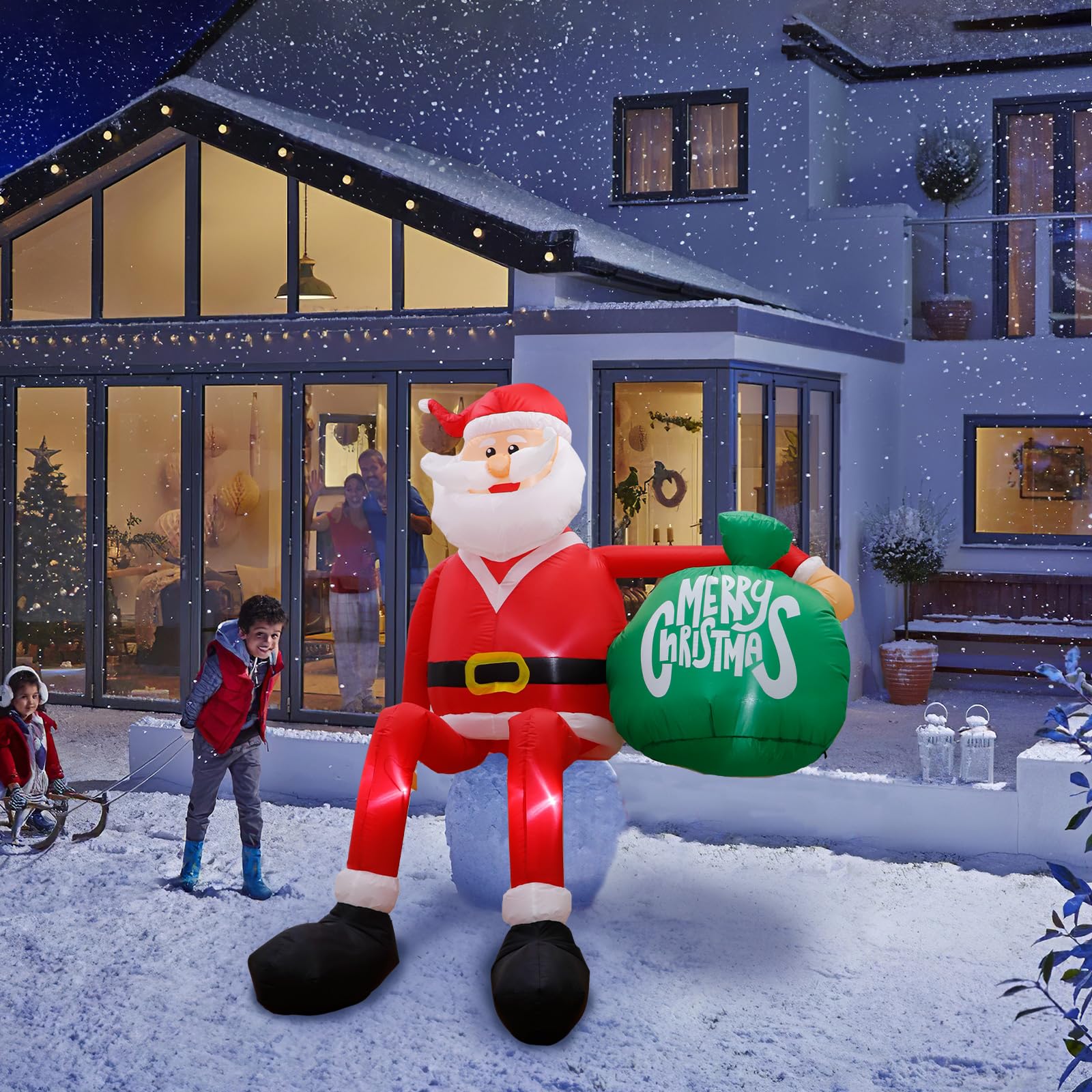 Foto 5 | Papá Noel Inflable Navideño Para Escalar, 2,4 M, Con Luces Led - Venta Internacional.