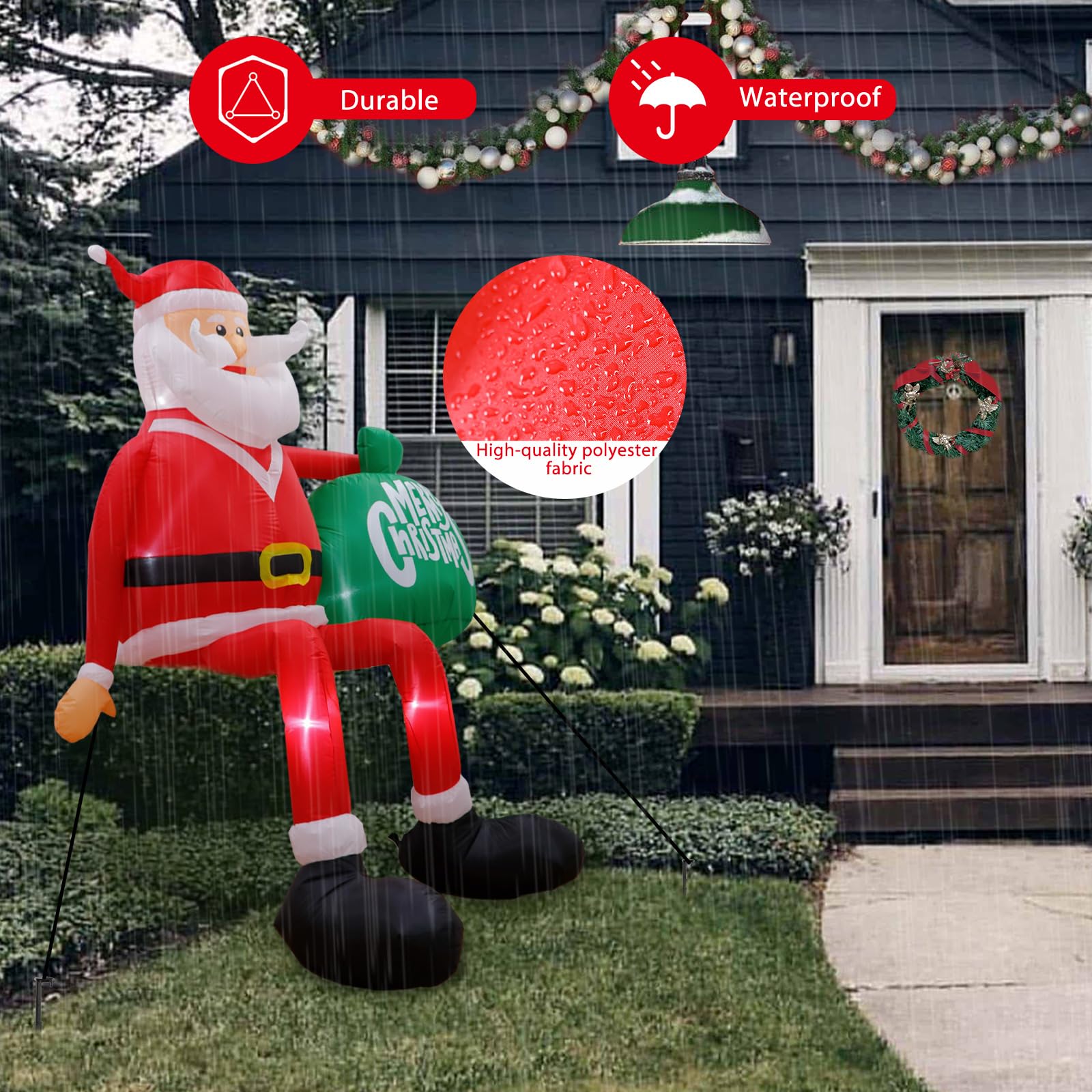 Foto 7 pulgar | Papá Noel Inflable Navideño Para Escalar, 2,4 M, Con Luces Led - Venta Internacional.